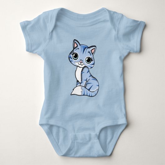 Cuddles blauwe katje baby body romper (Voorkant)