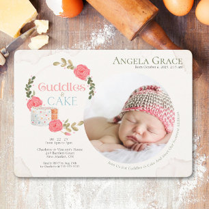 Cuddles & Cake Ontmoet onze baby uitnodiging