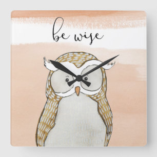 Cuddlies Owl   Be Wise Vierkante Klok