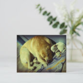 Cuddling Labrador en puppy Briefkaart (Staand voorkant)
