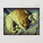 Cuddling Labrador en puppy Briefkaart (Voorkant)