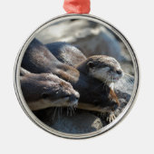 Cuddling Otters Metalen Ornament (Voorkant)