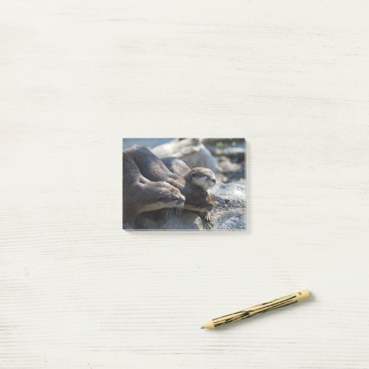 Cuddling Otters Post-it® Notes (Op bureau)