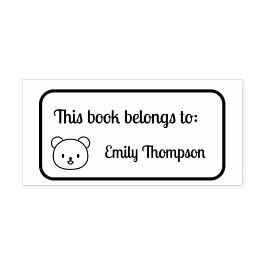 Cuddly Bear 'This Book Belongs To' Stamp Rubberstempel (Afrduk)