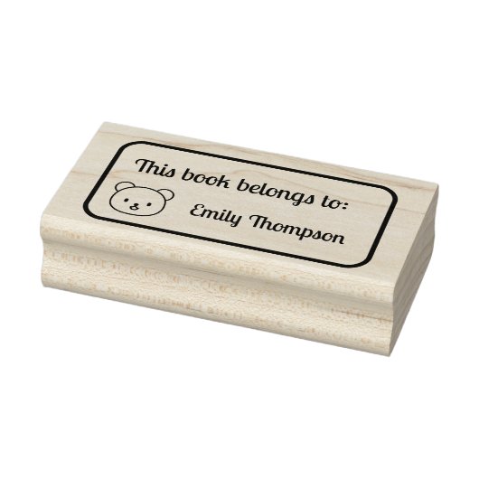 Cuddly Bear 'This Book Belongs To' Stamp Rubberstempel (Stempel)