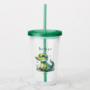 Cuddly Croc Time - Personalized Kids' Tumbler Acryl Drinkbeker