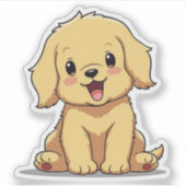 Cuddly Golden Retriever, Anime Charm, Klein Sticker (Voorkant)