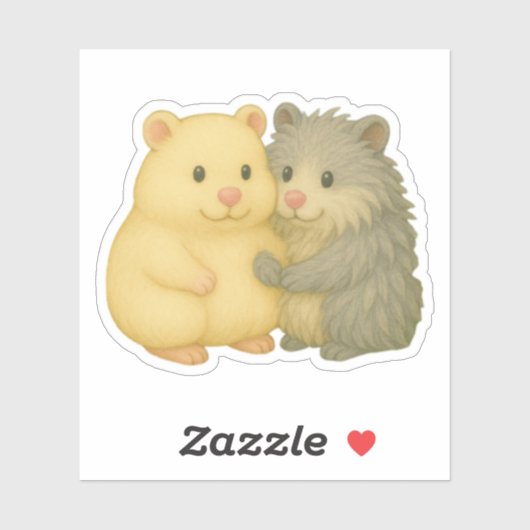 Cuddly Hamster Pair Sticker – Cream & Gray Friends (Vel)