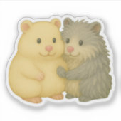 Cuddly Hamster Pair Sticker – Cream & Gray Friends (Voorkant)