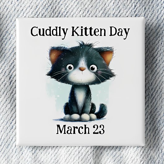 Cuddly Kitten Day-speld Vierkante Button 5,1 Cm