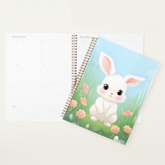Cuddly Meadow: Baby Konijn in de lentebloemen Planner (Display)