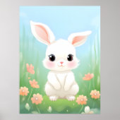Cuddly Meadow: Baby Konijn in de lentebloemen Poster (Voorkant)