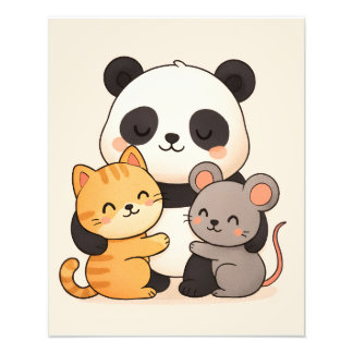 Cuddly Panda and Friends Cute Nursery  Foto Afdruk