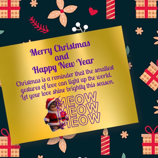 Cuddly Santa Cat Christmas Briefkaart