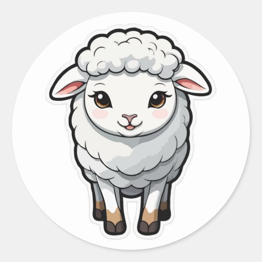 Cuddly Sheep Sticker - Een zachte en pluizige vrie (Voorkant)
