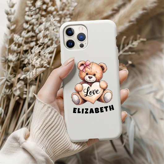 Cuddly Valentijn's Day Schattige Beer Gepersonalis Case-Mate iPhone Case