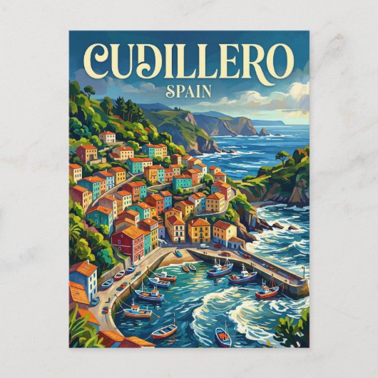 Cudillero Spanje Briefkaart (Voorkant)