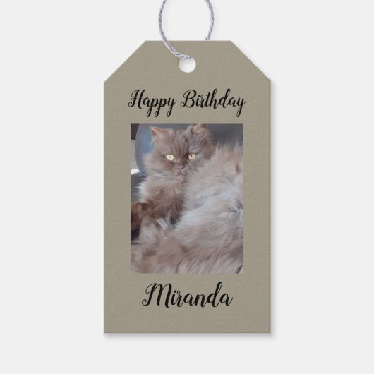 Cudly Cat Birthday Cadeaulabel (Voorkant)