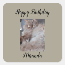 Cudly Cat Birthday Vierkante Sticker