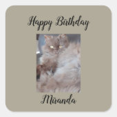 Cudly Cat Birthday Vierkante Sticker (Voorkant)
