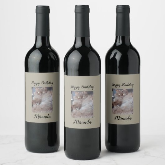 Cudly Cat Birthday Wijn Etiket (Flessen)