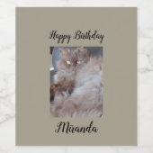 Cudly Cat Birthday Wijn Etiket (Enkel label)