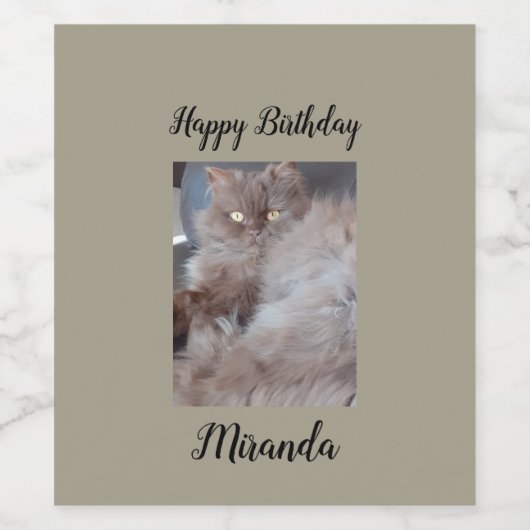 Cudly Cat Birthday Wijn Etiket (Enkel label)