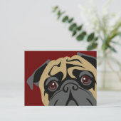 Cudly Pug Briefkaart (Staand voorkant)