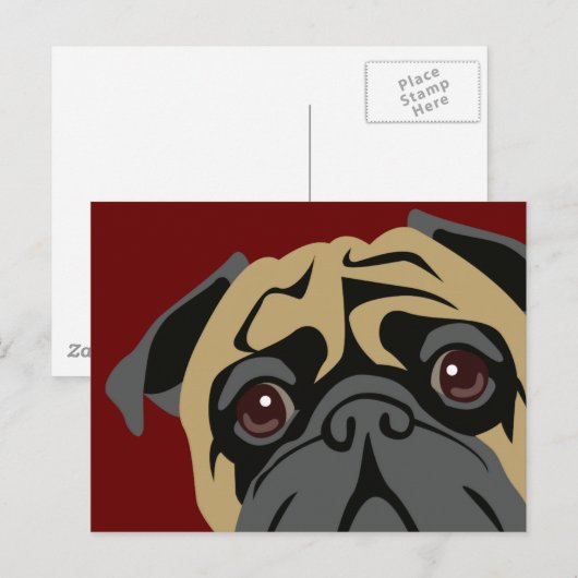 Cudly Pug Briefkaart (Voorkant / Achterkant)