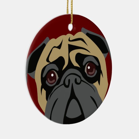 Cudly Pug Keramisch Ornament (Rechts)