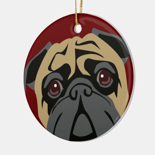 Cudly Pug Keramisch Ornament (Links)