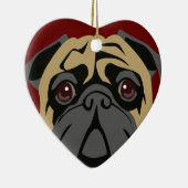 Cudly Pug Keramisch Ornament (Rechts)