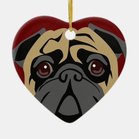 Cudly Pug Keramisch Ornament (Voorkant)
