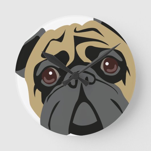 Cudly Pug Ronde Klok (Voorkant)