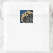 Cudly Pug Vierkante Sticker (Tas)