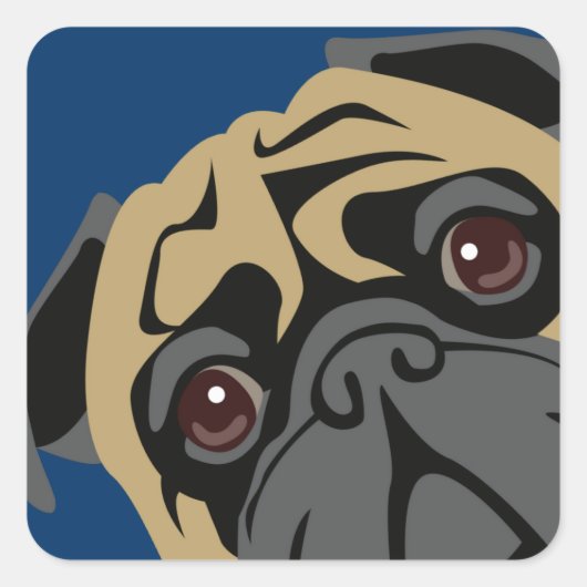 Cudly Pug Vierkante Sticker (Voorkant)
