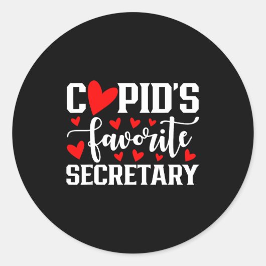 Cud's Favorite Secretary Cute Heart Valentine's Da Ronde Sticker (Voorkant)