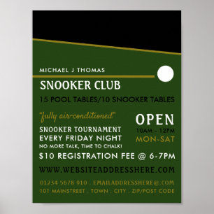 Cue Ball, Pool Club, Snooker Club Adverteren Poster