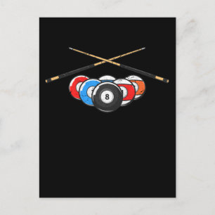 Cue Billard Balls Retro 8 Ball Player Briefkaart