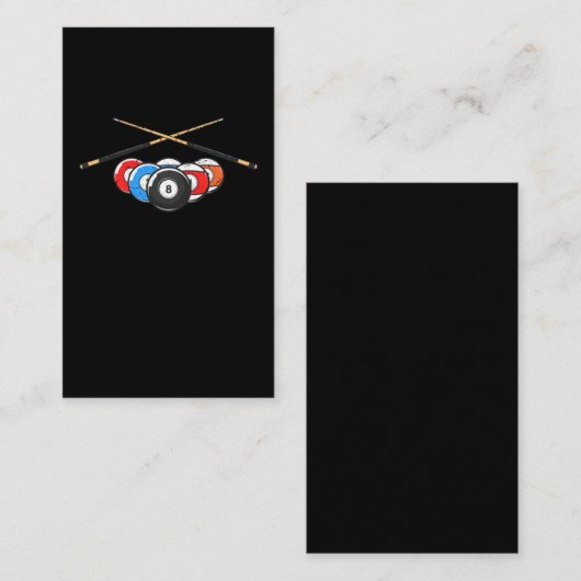 Cue Billard Balls Retro 8 Ball Player Visitekaartje (Voorkant / Achterkant)