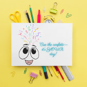 Cue de confetti in blauw Kids verjaardagskaart Feestdagen Kaart