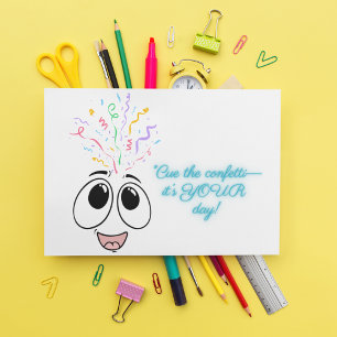 Cue de confetti in blauw Kids verjaardagskaart Feestdagen Kaart