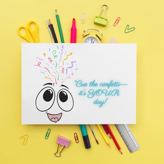 Cue de confetti in blauw Kids verjaardagskaart Feestdagen Kaart