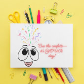 Cue de confetti in roze Kids Verjaardagskaart Feestdagen Kaart