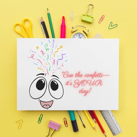 Cue de confetti in roze Kids Verjaardagskaart Feestdagen Kaart