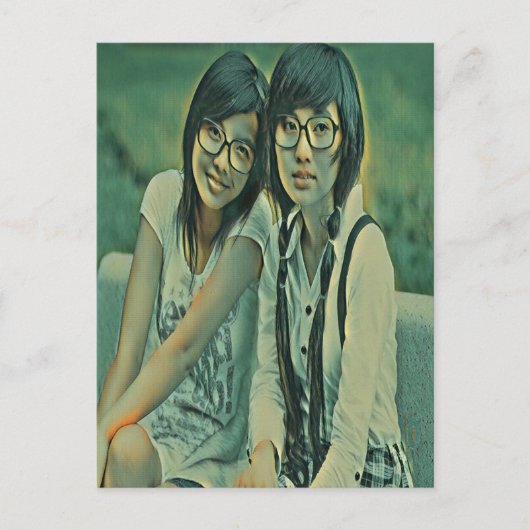 Cue friends sitting next to each other briefkaart (Voorkant)