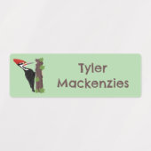 Cue Funny Pileated specht cartoon gepersonaliseerd Labels (Design 1)