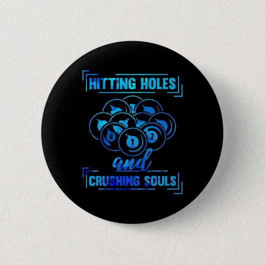 Cue Grappige Biljart Pool Speler Grappig Ronde Button 5,7 Cm (Voorkant)
