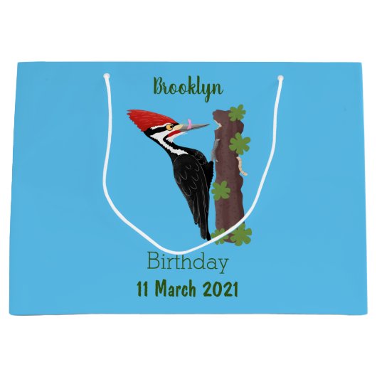 Cue grappige illustratie van de cartoon van pileaa groot cadeauzakje (Voorkant)