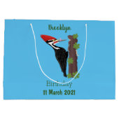 Cue grappige illustratie van de cartoon van pileaa groot cadeauzakje (Achterkant)